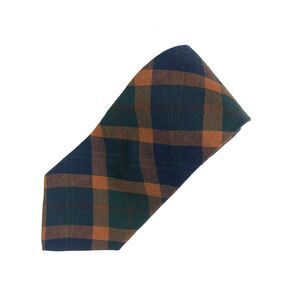 Vintage GANT Wool Blend Plaid Tie Navy Green Rust Tartan Made in USA RN 16484
